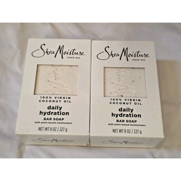 Lot of 2 Shea Moisture 100% Virgin Coconut Oil Daily Hydration Bar Soap 8 oz - Picture 1 of 4